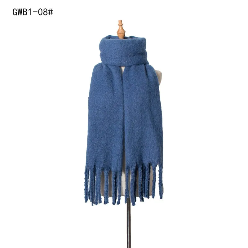 Wholesale Price Luxury Cashmere Blended Bright Colorful Women Blanket Scarf Winter